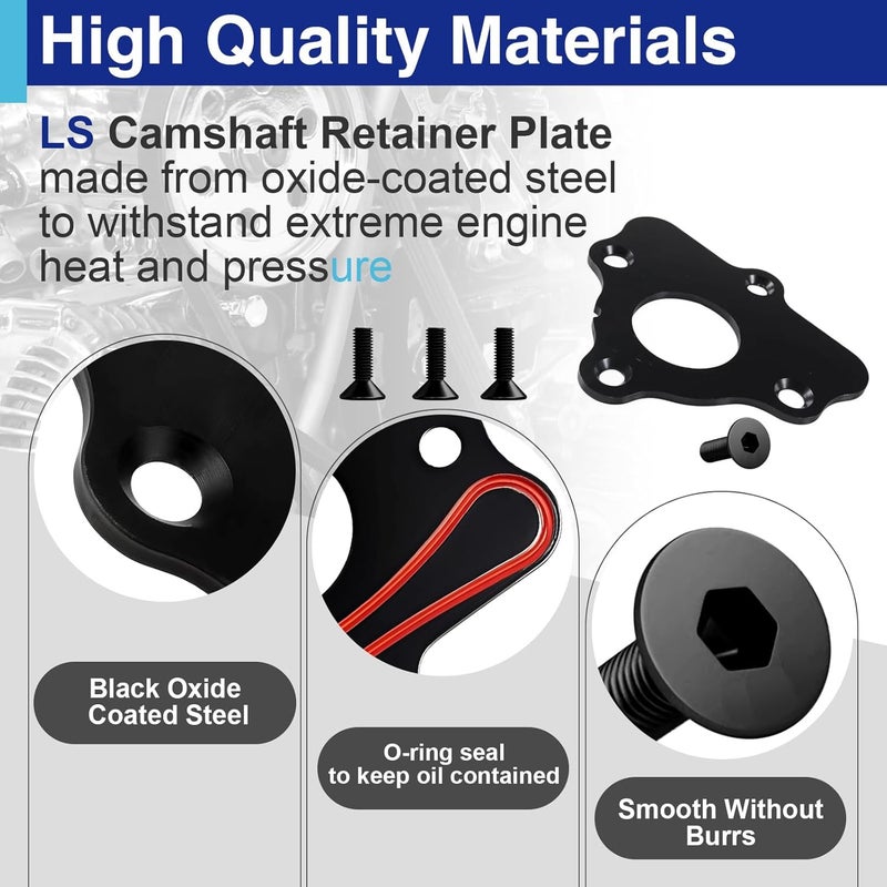 Usdrwam Camshaft Retainer Plate Gasket with Bolt Kit, Compatible with Chevy LS Series Engines Gen III/IV/V, 4.8L 5.3L 5.7L 6.0L 6.2L LS1 LS2 LS3 LQ4 LQ9, Replaces 12589016 11561455 ARP 134-1003 - Image 4